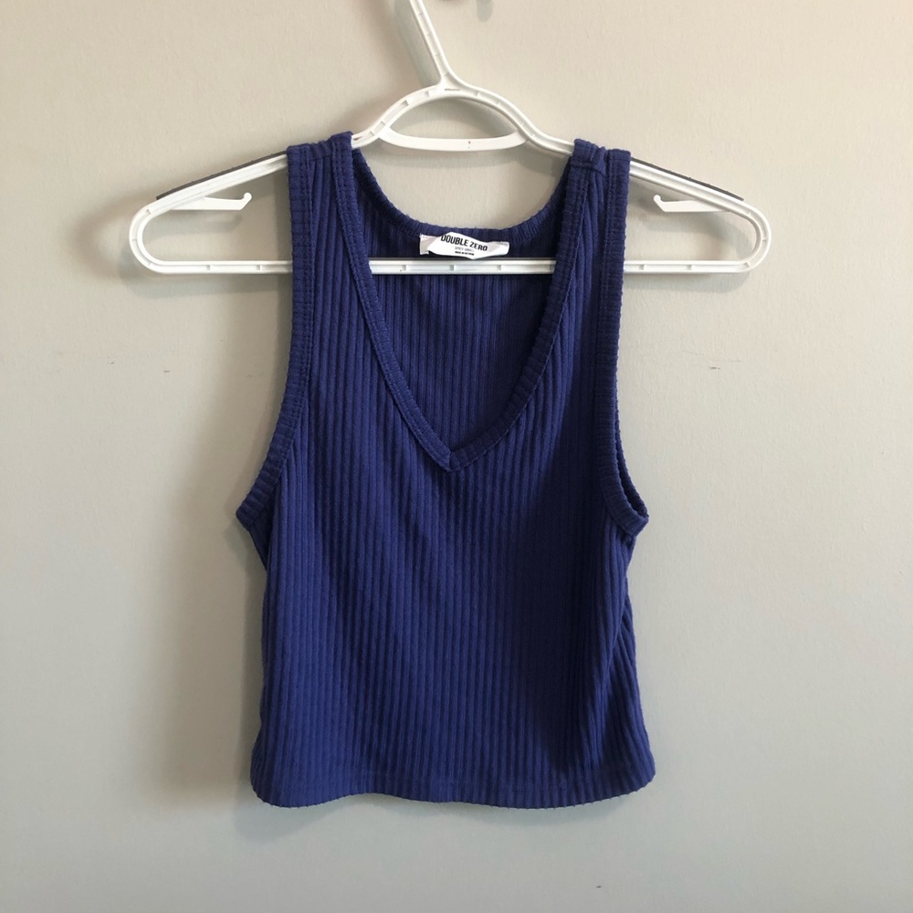 Purple V-neck ribbed tank top
